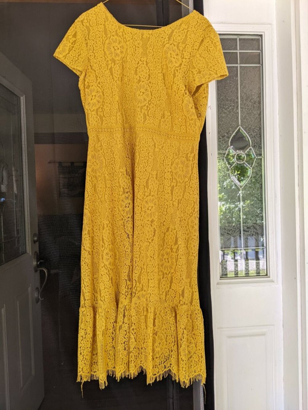 Yellow lace dress